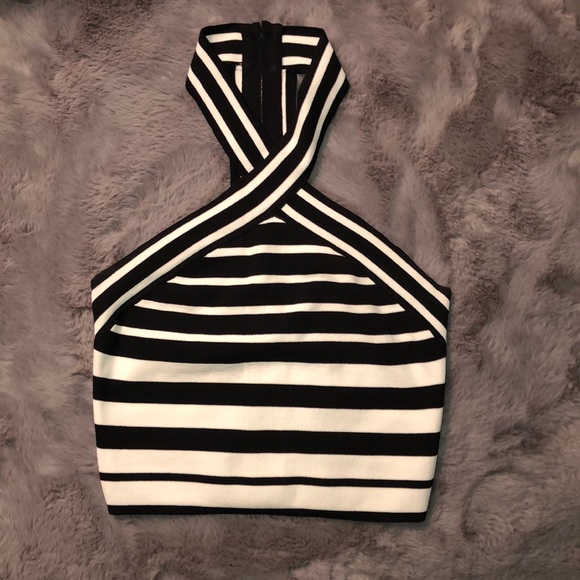 Forever 21 Tops - 2/$25 Black and white striped halter neck top